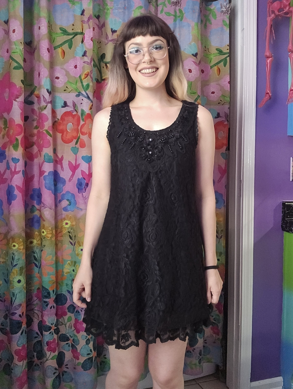 Pretry Angel Linen Blend Black Sleeveless Mini Dress Women's Size SMALL